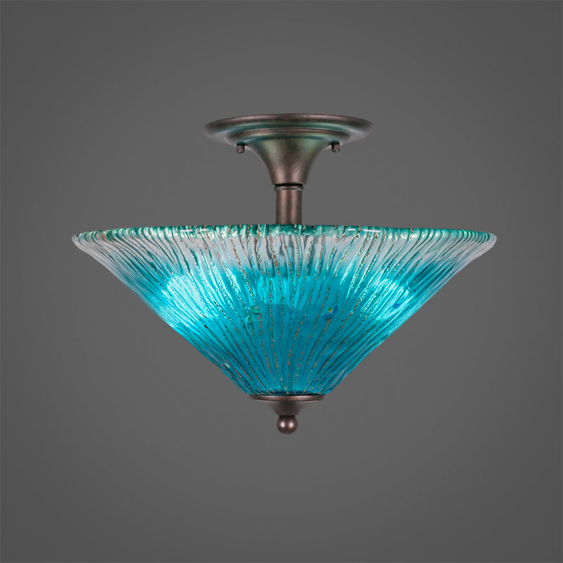 Plafonnier semi-encastré 2 lumières, Bronze, Bleu