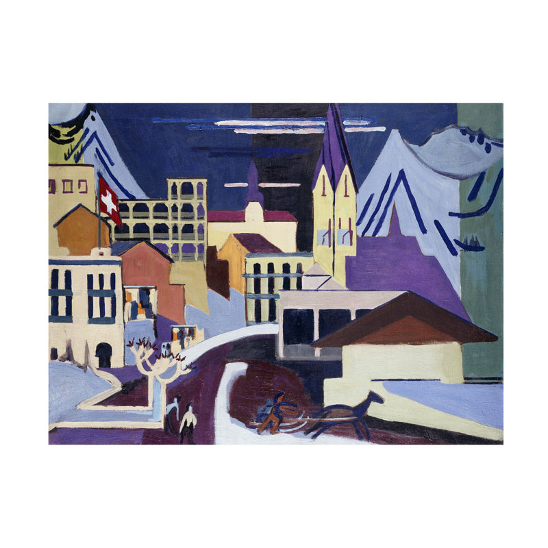 Ernst Ludwig Kirchner Davos-Platz; Art sur toile Davos-Platz Am Banof, 1931, H 35 po x l 47 po