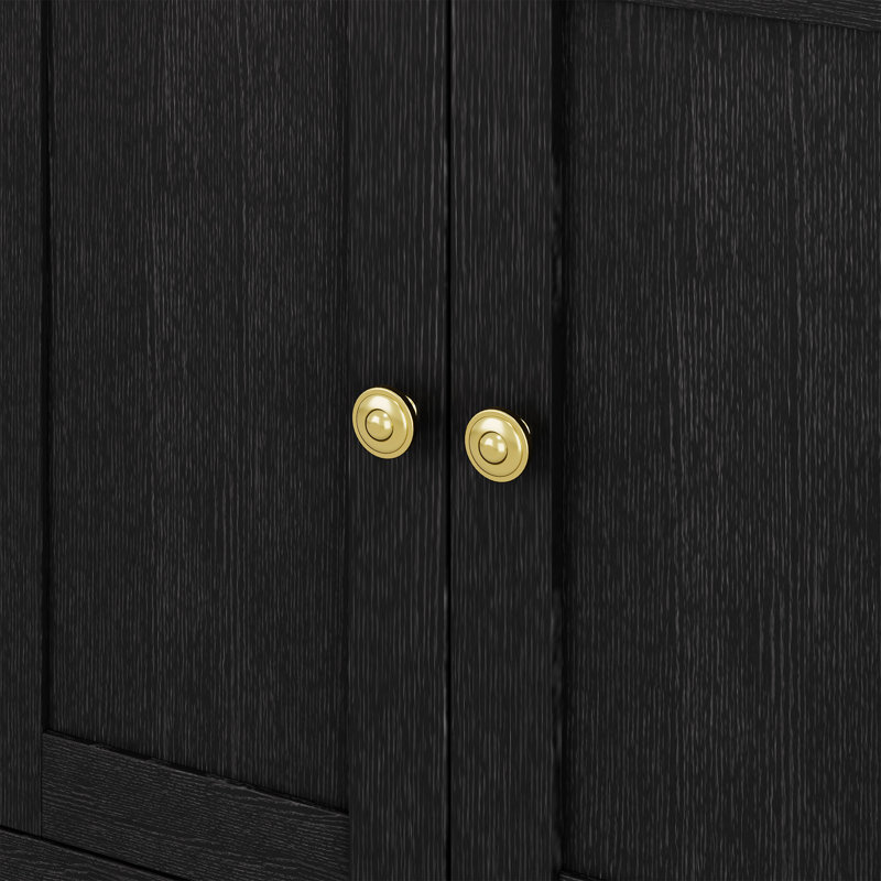 Ensemble de meuble-lavabo sur pied simple 36 po avec lavabo en céramique Lumina, noir, contreplaqué de bois franc, portes à fermeture en douceur et rangement réglable intérieur