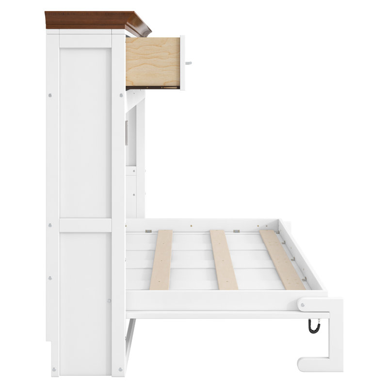 Lit simple escamotable mural avec 3 tiroirs de rangement - Lit simple escamotable pliable blanc