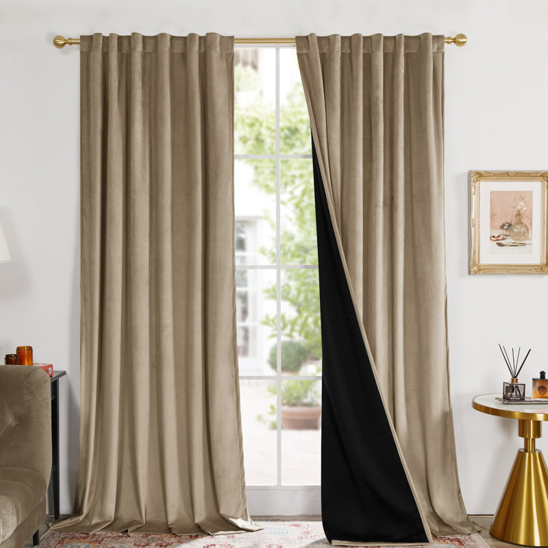 Total Blackout Velvet Luxury Rod Pocket and Back Tab curtains, 1 Panel, 52" W x 96" L, Navy
