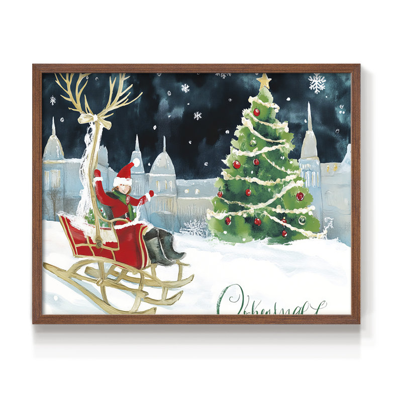 Chirstmas Art-DCX III - Reproduction encadrée - Restickable, H 11 po x l 14 po, Noyer