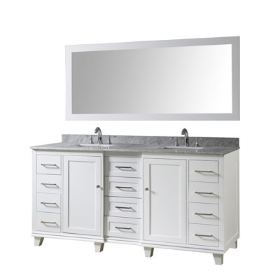 71'' Double Bathroom Vanity with Marble Top