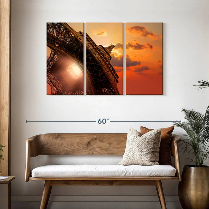 Lilie Orange Skies Eiffel Tower, 28" H x 45" W