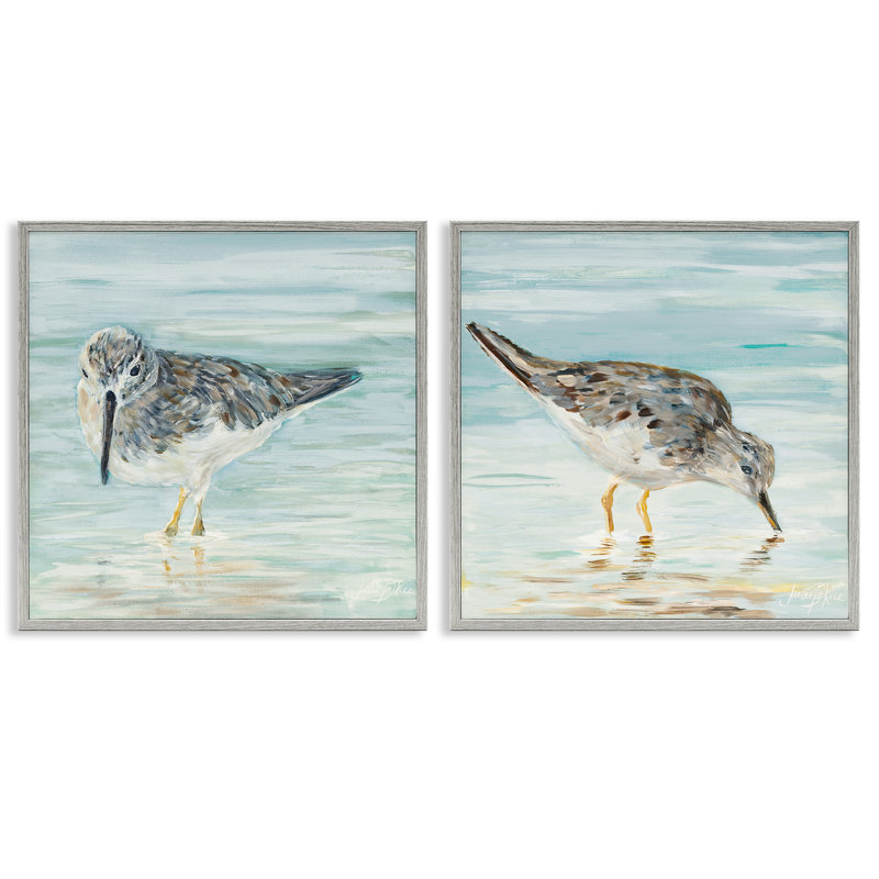 Ensemble de 2 giclées d'oiseaux de rivage à pluvier par Julie DeRice, Estampe numérique Farmhouse, H 17 po x l 17 po