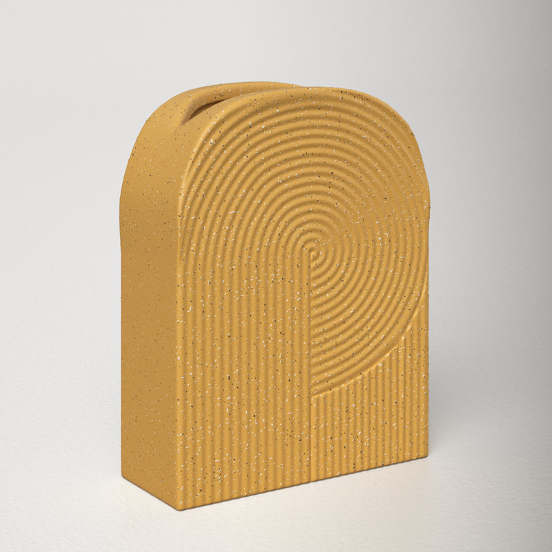 6.75'' Matte Yellow Ceramic Sculptural Table Vase