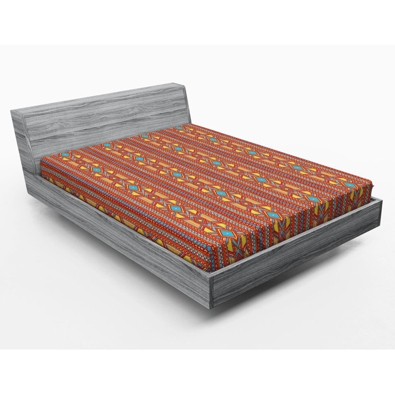 Microfiber Geometric Fitted Sheet, Queen Fitted Sheet