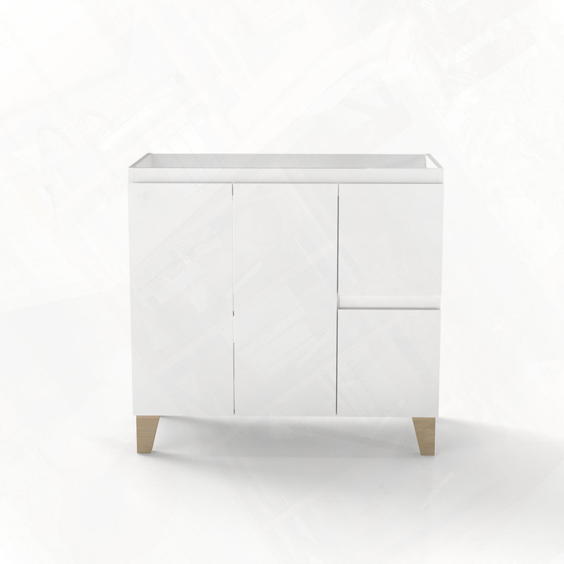 Meuble-lavabo moderne avec 2 portes et 2 tiroirs à fermeture douce et sans poignée
