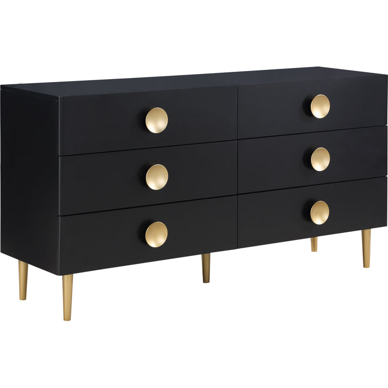 Commode double 6 tiroirs Jayvonne, Noir