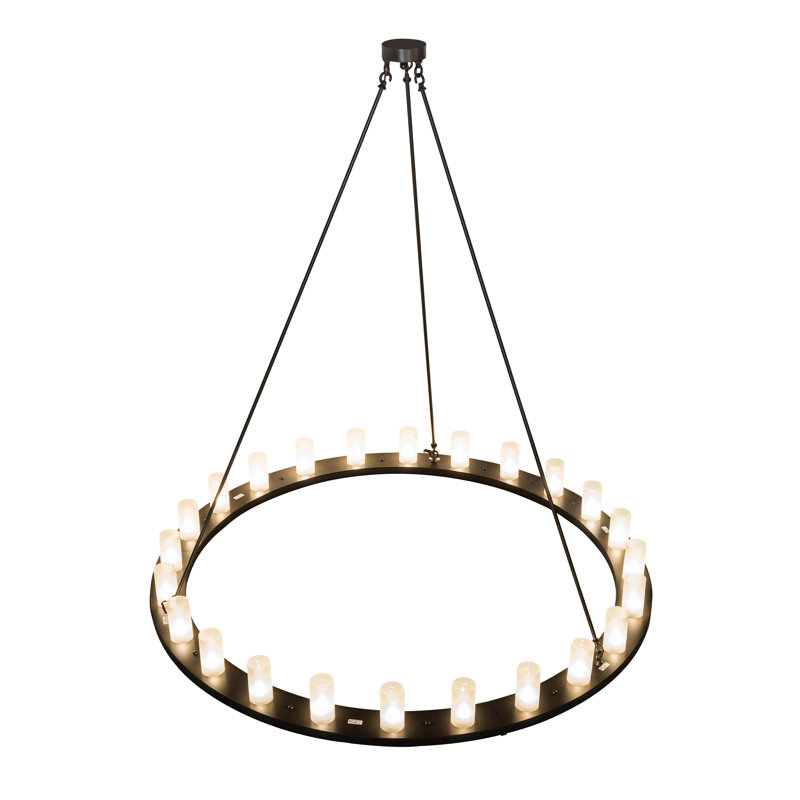Loxley 24 - Light Dimmable Wagon Wheel Chandelier
