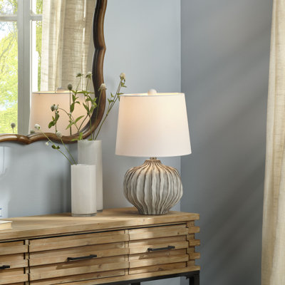 Reef Ceramic Table Lamp with Linen Shade