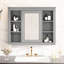 Armoire de rangement pour salle de bain 35 po x 27,5 po avec miroir, fixation murale grise polyvalente, armoire de rangement facile à assembler, 35 po x 27,5 po, style moderne, rangement, gris-423821979