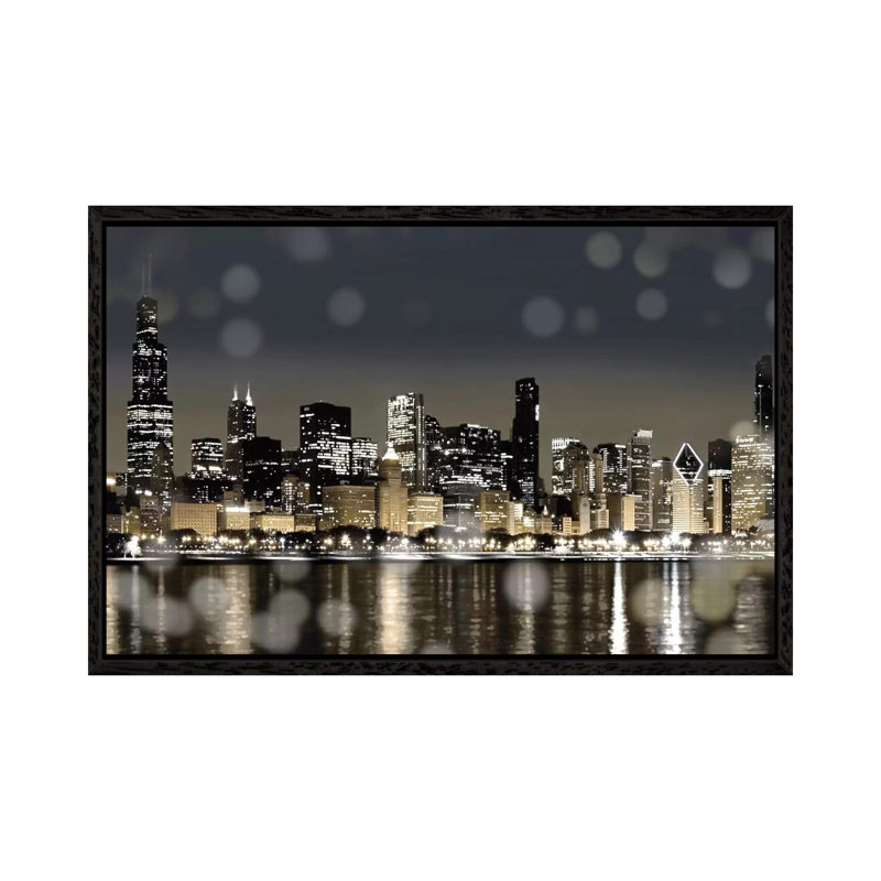 Chicago Nights I by Kate Carrigan - Print on Canvas, 152.5 cm H x 101.5 cm W, Black Floater Framed
