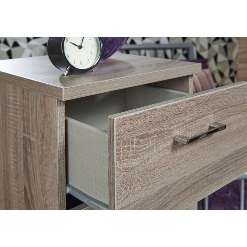 Fully Assembled Ingram 3 Drawer Bedside Table, Darkolino Oak