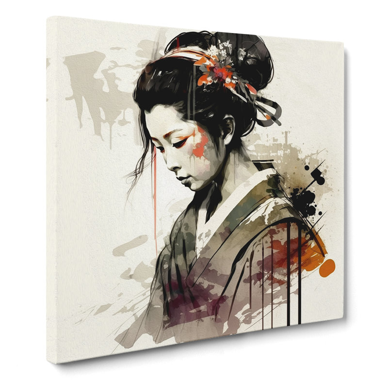 Geisha Gestural Art - Wrapped Canvas, 50cm H x 50cm W x 3cm D