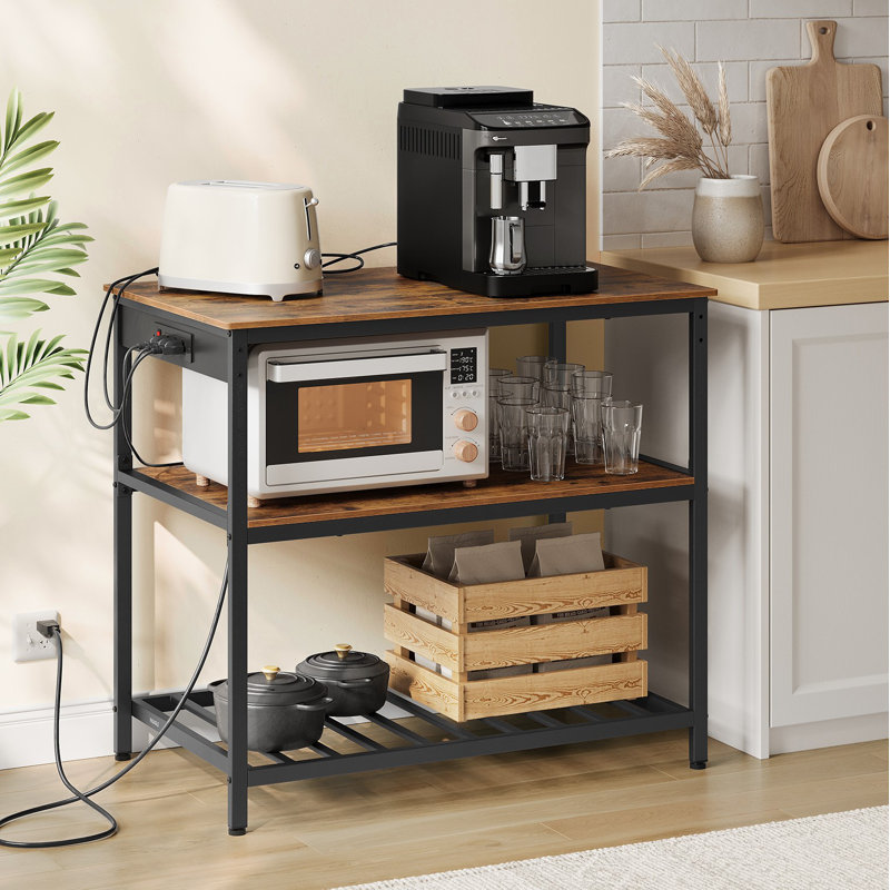 Kitchen Island, Rustic Brown/Black
