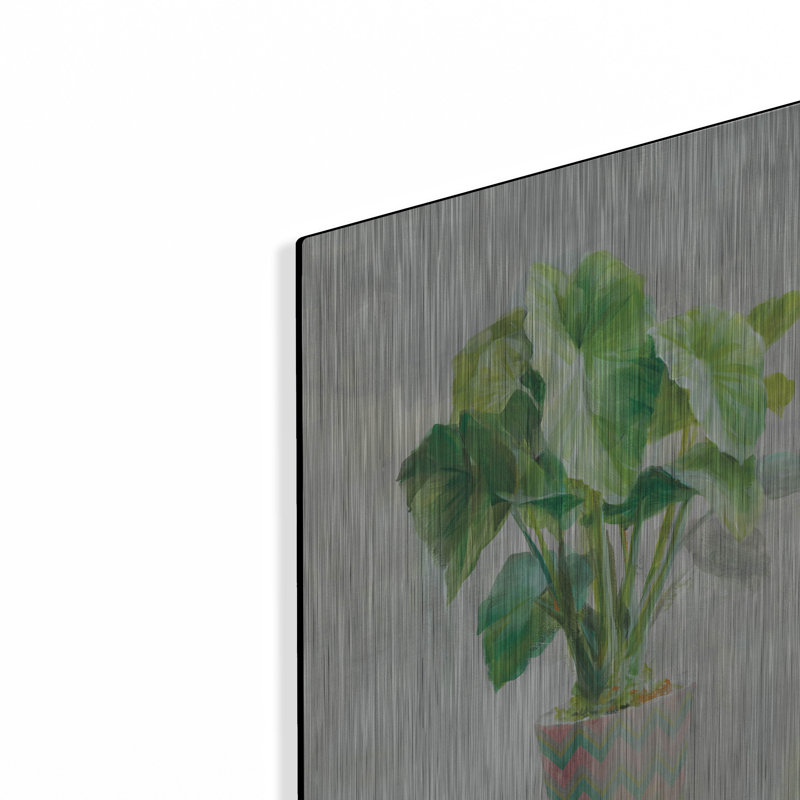 Art mural en métal Winston Porter «Greenhouse Palm 1 Chevron Pot» par Danhui Nai