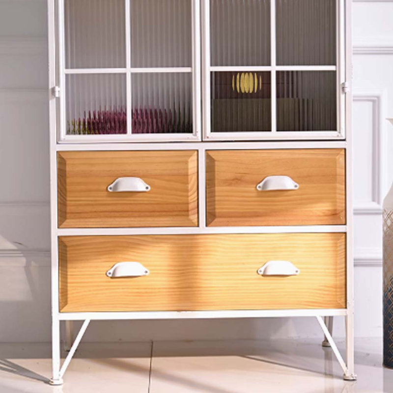 Arched Iron Cabinet with Glass Door
