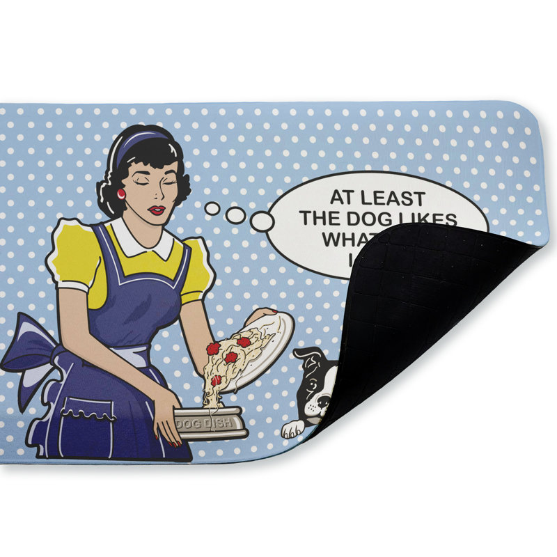 Tapis de cuisine ergonomique rembourré Dog Likes, «Dog Likes I Cook»