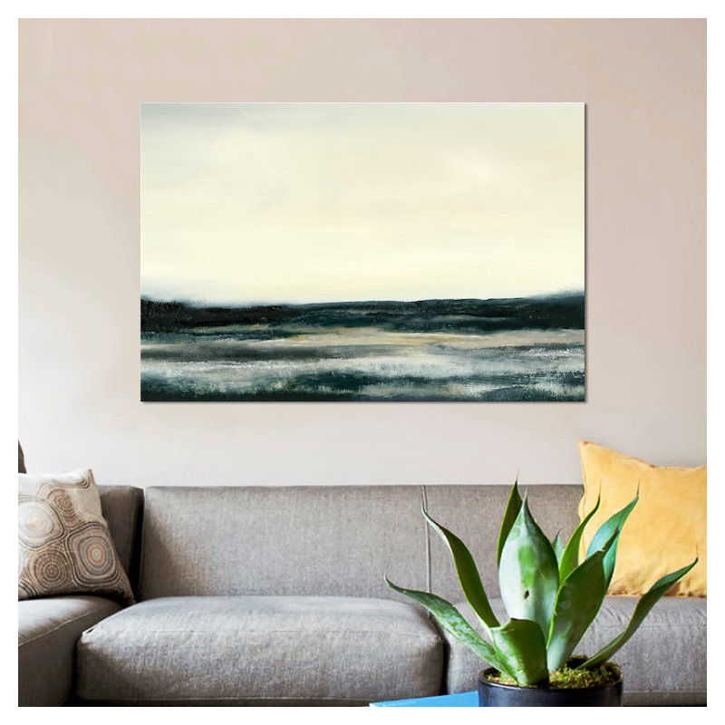 «Approche de soirée», reproduction sur toile, H 18 po x l 26 po x P 1,5 po, Toile avec cadre noir, Pas de tapis