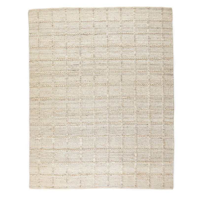 Grid Flatweave Jute Solid Color Area Rug in Bleached Grid Jute, Rectangle 8' x 10'