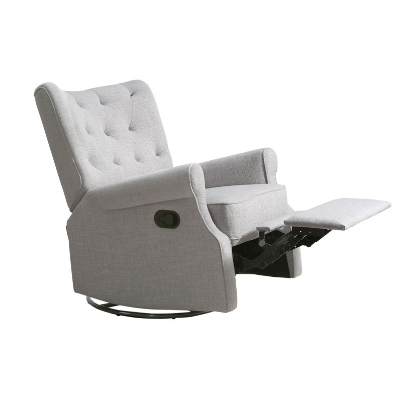 Alice Wingback Swivel Recliner, Gray Linen
