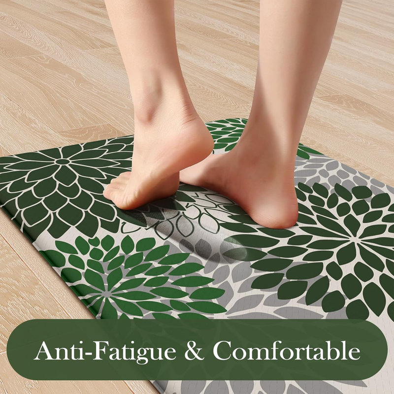 2 tapis de cuisine de ferme anti-fatigue 2 PCS, tapis de cuisine imperméables et antidérapants pour la cuisine,, Vert foncé