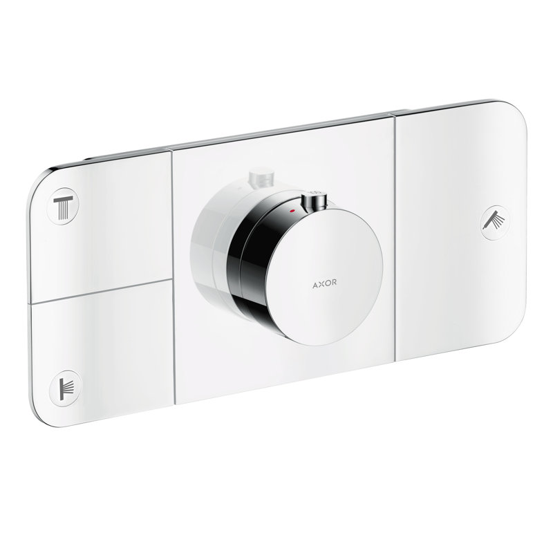 One Modern 4-Handle 10.63" Wide Thermostatic Shower Valve Trim, Chrome