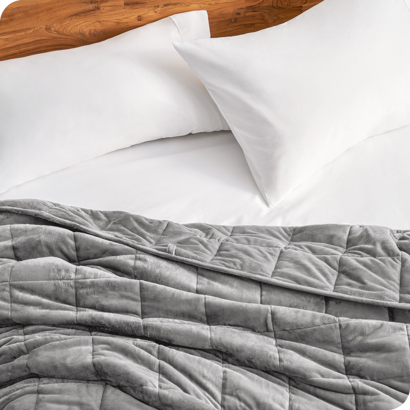 Couverture pondérée Minky, l 80 po x L 87 po, 25 lb, Gris clair