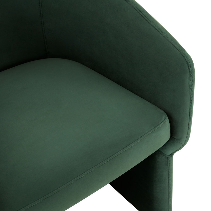 Fauteuil demi-tonneau rembourré Mia, Velours vert boisé