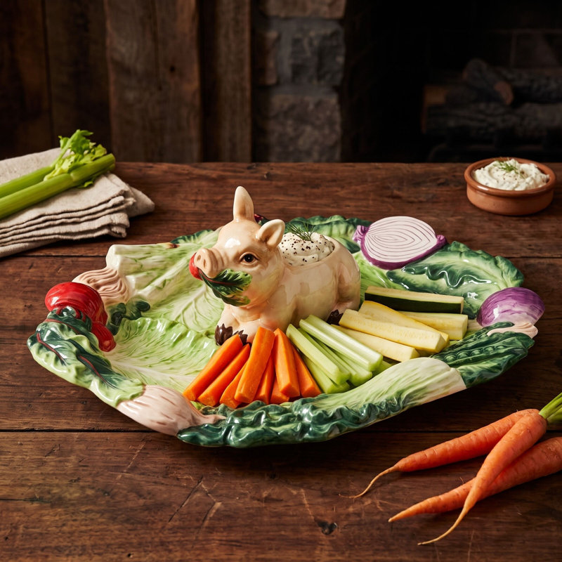 Fitz and Floyd Country Farm Chip and Dip Set