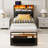 Ivy Bronx Bed Frames With Dustproof Storage Drawer, Ergonomic Hidden Storage Headboard With Charging Station, Upholstered Led Platform Bed, No Box Spring Needed, Easy Assembly-187485691