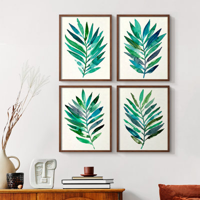 Palm Frond Flow I Framed Print - Set of 4