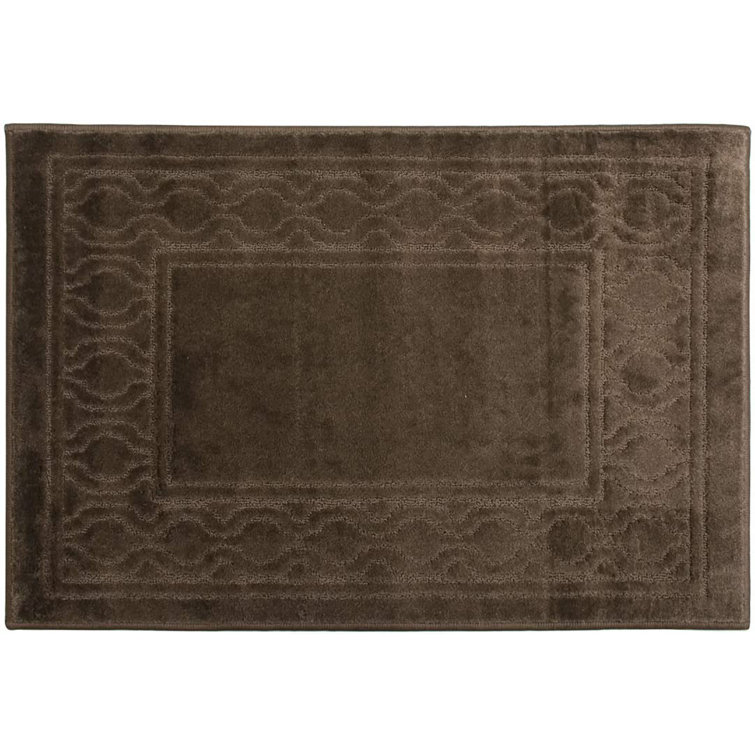 Washable Anti Slip Trellis Brown Rug