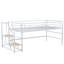 Lit mezzanine moyen avec escalier de rangement, simple, blanc-606841884