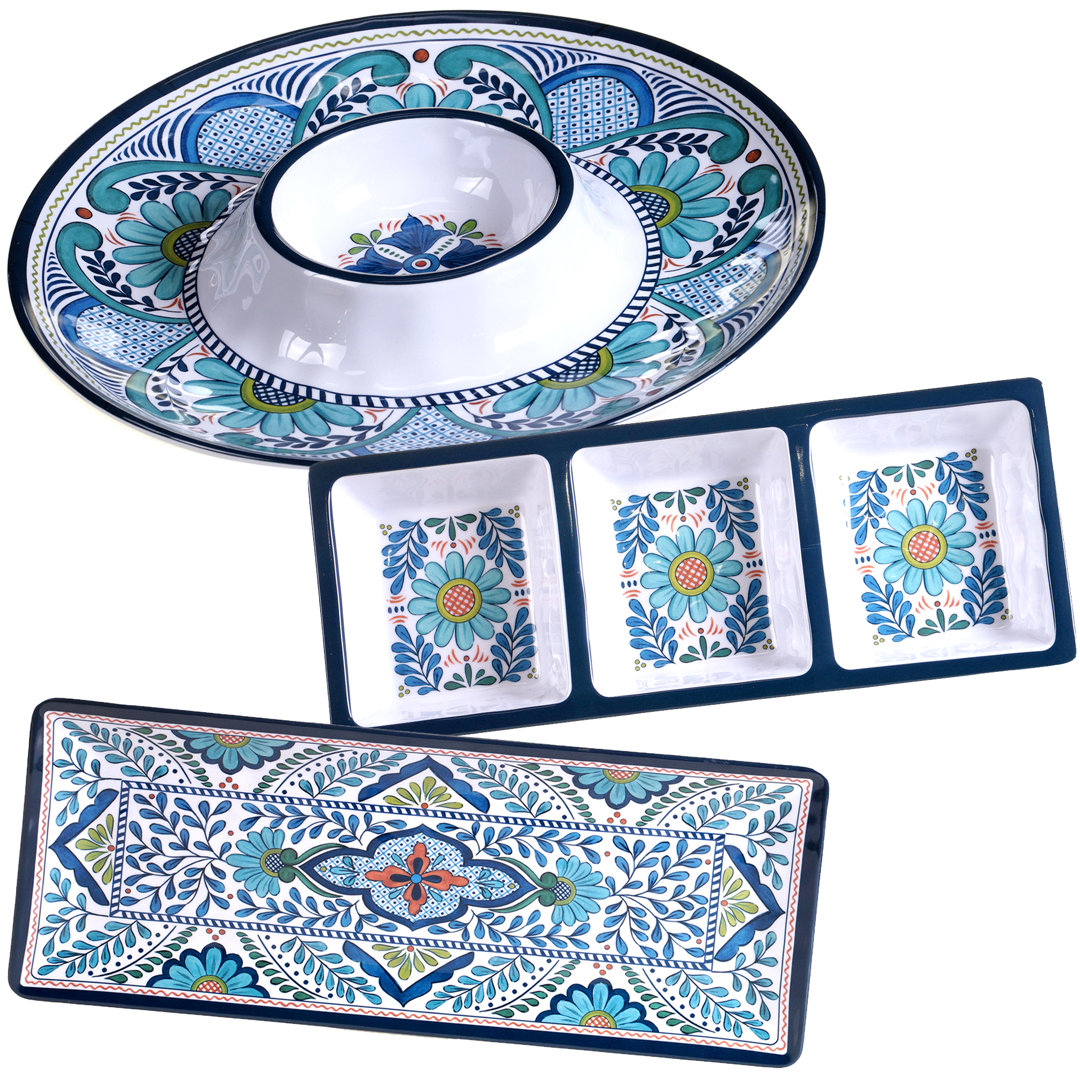 Certified International Talavera 3 Piece Heavy Weight Melamine Hostess Set Certified International