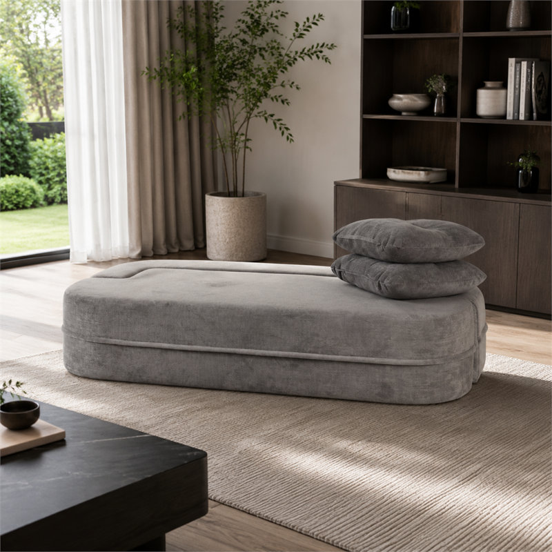 Canapé-lit convertible en nuage avec couverture, tissu Scott gris foncé, canapé-lit modulaire Queen sans ossature, canapé-lit en mousse solide haute densité pour salon et chambre, aucun assemblage requis