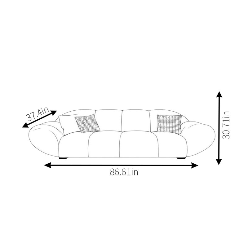 Canapé Retro, 2, H 30,71 po x l 86,61 po x P 37,4 po