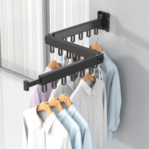 Wall Mounted Clothes Hanger Punching Free Triple Collapsible