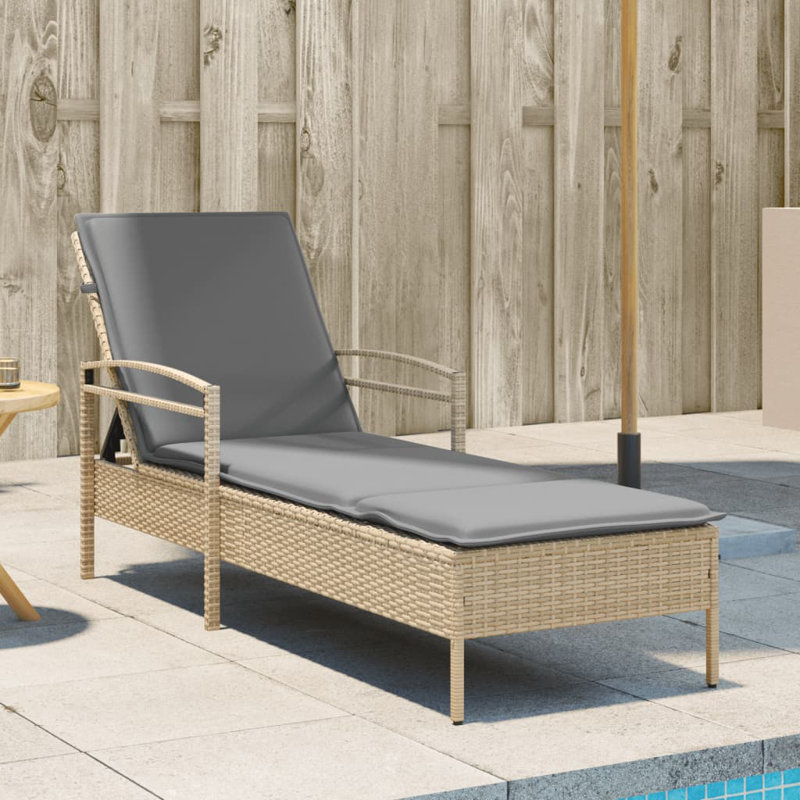 Dossier réglable standard Sun Lounger PE Rattan, Gris clair, Beige