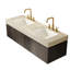 Meuble-lavabo suspendu double de 60 po avec comptoir en pierre frittée et tiroirs en bois cannelé, armoire, préassemblé-262480005