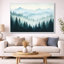 Hiver, art mural pin d'hiver, forêt enneigée, toile forêt enneigée