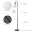 Lampe sur pied 62 po, noir mat, abat-jour en tissu blanc, interrupteur rotatif marche / arrêt sur prise, cordon noir de 6 pieds