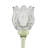 Set Of 3 Glass Tulip Candle Holders With Clear Petals And Green Stems L:3X3x10.6" M:3X3x8.7" S:3X3x7"