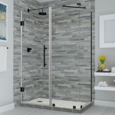 Cabine de douche rectangulaire à charnière sans cadre 46,25 po x 72 po Bromley