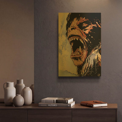 « Le Loup-garou américain » de Giuseppe Cristiano, tableau mural en métal doré, 30,5 x 40,5 cm