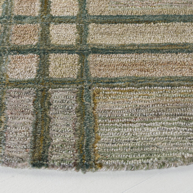 Genre Hand Tufted Plaid Indoor Rug, 6'-0" x 6'-0" Round