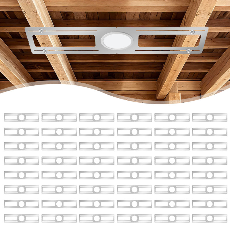 Ensemble de 48 plaques de montage de nouvelle construction, 4 po, ensembles de boîtiers d'éclairage encastrés à DEL, support brut en acier plat pour barre d'éclairage à DEL, plaque de boîtier d'éclairage encastré peu profond