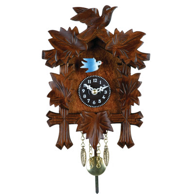  Horloge à quartz avec cinq feuilles sculptées et oiseau H 7 po