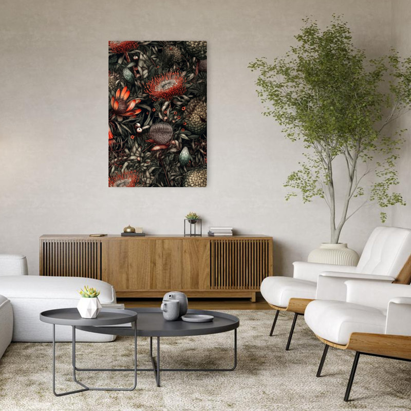 «Vibrant Exotic Blooms Vibrant Abstract Flower Nature», art mural, 48" H x 32" W
